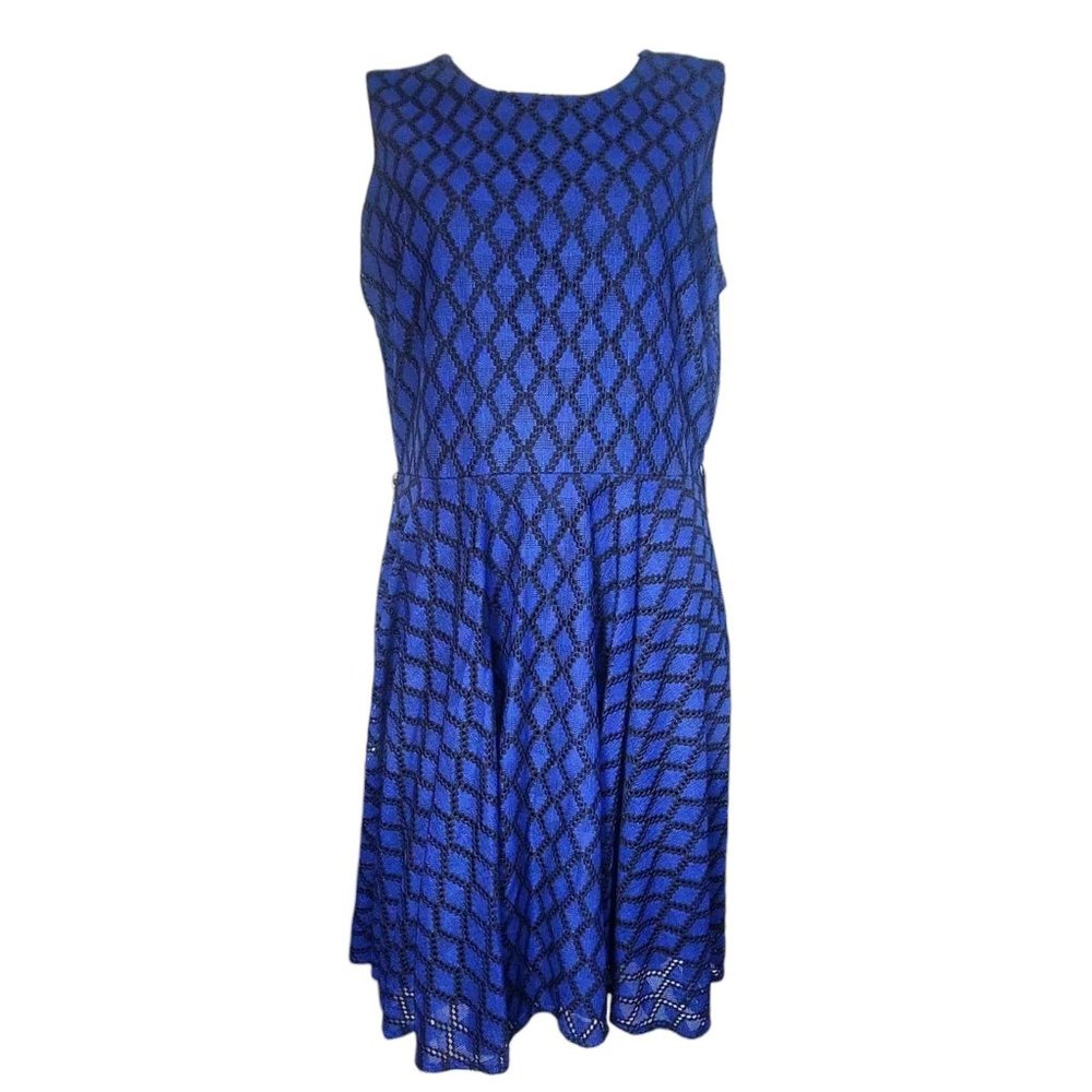 Danny & Nicole Dress Womens Size 18 Blue Black‎ Sleeveless Zip Back Pencil
